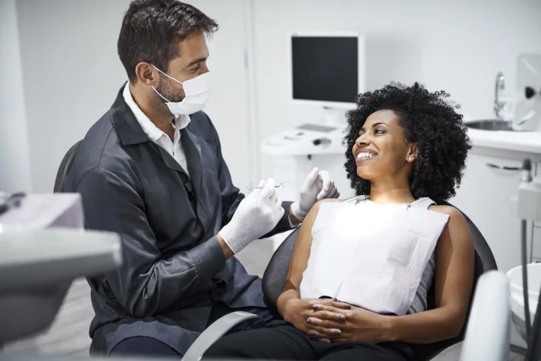 Female patient during a consultation with a dentist